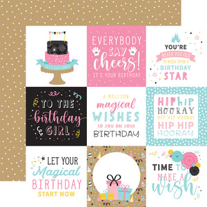 Echo Park Paper Co. 12x12 Scrapbook Paper - Magical Birthday Girl Collection - 4x4 Journaling Cards (MBG231007)