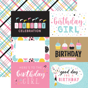 Echo Park Paper Co. 12x12 Scrapbook Paper - Magical Birthday Girl Collection - 6x4 Journaling Cards (MBG231009)