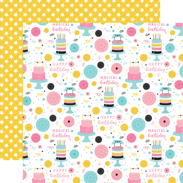 Echo Park Paper Co. 12x12 Scrapbook Paper - Magical Birthday Girl Collection - Happy Birthday (MBG231010)