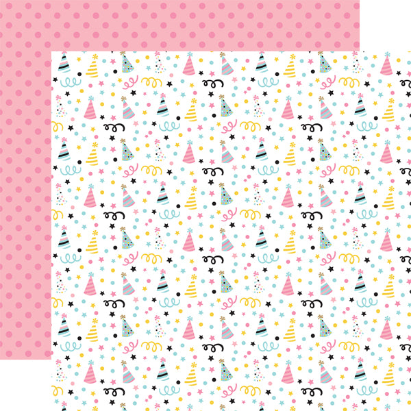 Echo Park Paper Co. 12x12 Scrapbook Paper - Magical Birthday Girl Collection - Party Hats (MBG231011)