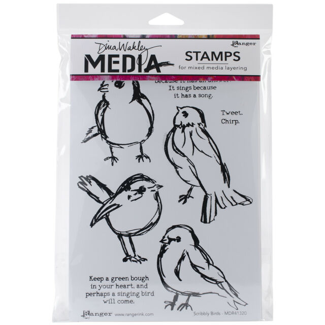Dina Wakley MEdia Scribbly Birds Cling Stamp (MDR41320)