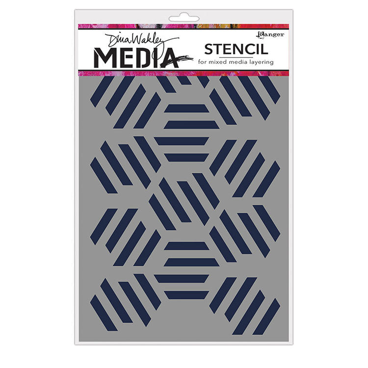 Dina Wakley MEdia Stencil Fractured Hexagons (MDS65029)