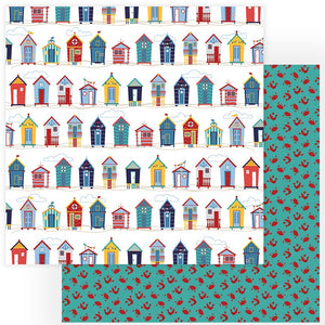 Photoplay Paper Co. Monterey Bay Collection 12x12 Scrapbook Paper Beach Huts (MON2091)