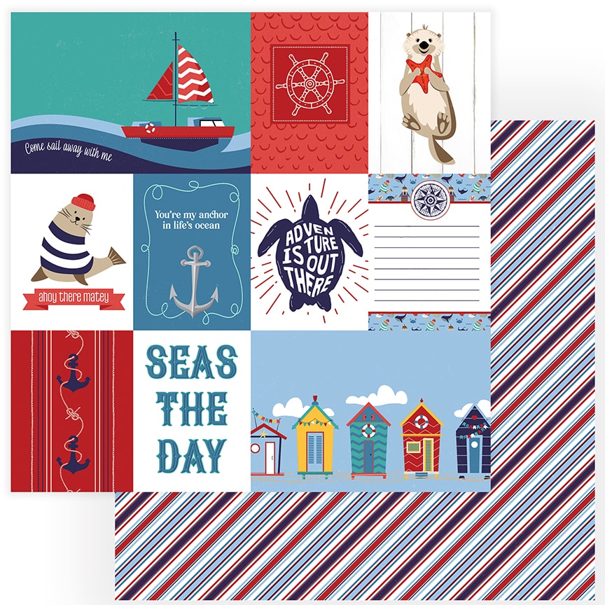 Photoplay Paper Co. Monterey Bay Collection 12x12 Scrapbook Paper Seas the Day (MON2092)