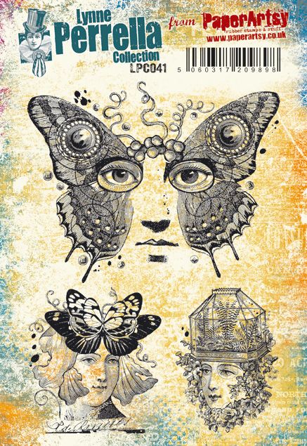 PaperArtsy Rubber Stamp Set Butterflies designed by Lynne Perrella (LPC041)