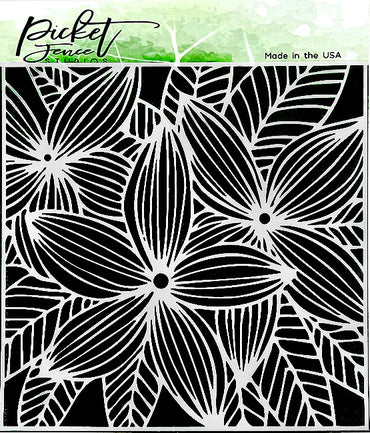 Picket Fence Studios 6x6 Stencil Plumeria Flowers (SC-275)