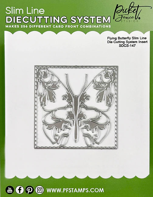 Picket Fence Studios Slim Line Die Cutting System Insert Flying Butterfly (SDCS-147)