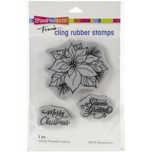 Load image into Gallery viewer, Stampendous! Fran&#39;s Cling Rubber Stamps Poinsettia Greetings (QS5042)
