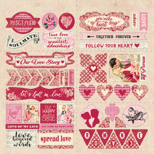 Authentique Romance Collection 12x12 Scrapbook Paper Romance Elements (ROM009)