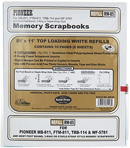 Pioneer Memory Scrapbooks 8.5" x 11" Top Loading White Refills (RW-85)