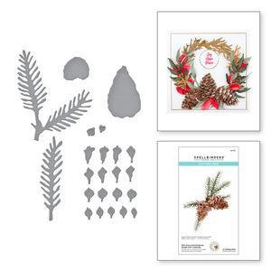 Spellbinders Paper Arts Cutting Dies Pine Cone and Evergreen Bough with Ladybugs (S4-1112)
