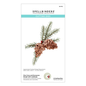 Spellbinders Paper Arts Cutting Dies Pine Cone and Evergreen Bough with Ladybugs (S4-1112)