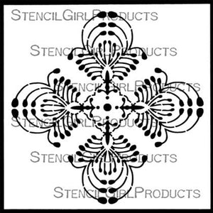 StencilGirl Products - Decorative Flower Stamen Medallion 6" Stencil by Gwen Lafleur (S577)