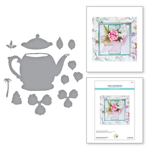 Spellbinders Paper Arts Cutting Dies Hybrid Tea Rose and Tea Pot (S6-176)