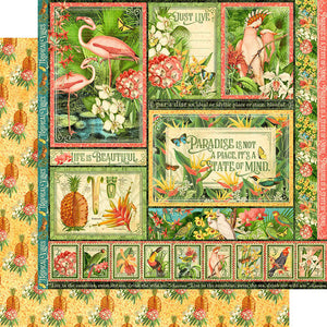 Graphic 45 12" x 12" Scrapbook Paper - Lost in Paradise Collection - Exotic Panorama (4501886)