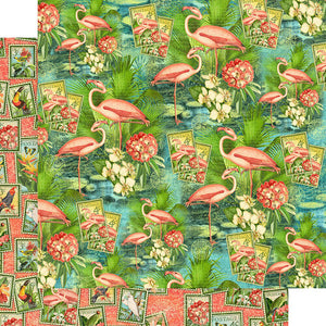 Graphic 45 12" x 12" Scrapbook Paper - Lost in Paradise Collection - Flamingo Lagoon (4501887)