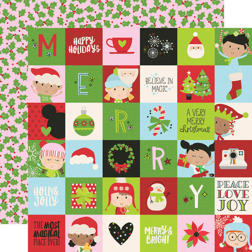 Simple Stories Say Cheese Christmas 12x12 Double Sided Paper - 2x2 Elements (11510)