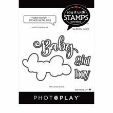 Load image into Gallery viewer, Photoplay Say It With Stamps Photopolymer Stamp &amp; Die Set Baby Boy/Girl (SIS2675/2676)
