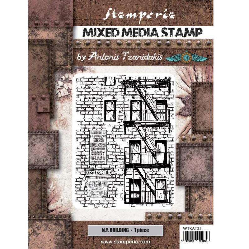 Stamperia Sir Vagabond Aviator Collection Mixed Media Stamp New York Building (WTKAT25)