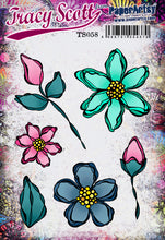 Load image into Gallery viewer, PaperArtsy Rubber Stamp Set Scribbly Flowers designed by Tracy Scott (TS058)
