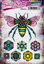 Load image into Gallery viewer, PaperArtsy Rubber Stamp Set Bee &amp; Hexagons designed by Tracy Scott (TS059)
