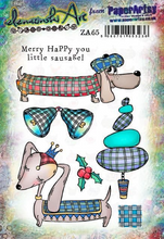 Load image into Gallery viewer, PaperArtsy Rubber Stamp Set Merry Happy Little Sausage designed by ElenaZinski Art (ZA65)
