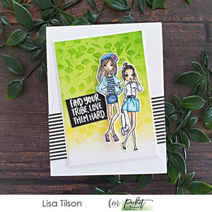 Picket Fence Studios Photopolymer Stamps & Die Set BFF Girls Find Your Tribe (BFF-117D)