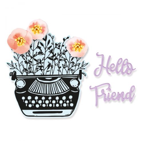 Sizzix Framelits Die Set with Stamps Hello Typewriter (665321)