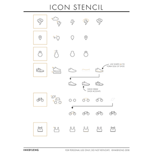 InkByJeng Bullet Journal Stencil Icon Stencil (60969)