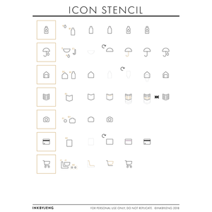 InkByJeng Bullet Journal Stencil Icon Stencil (60969)