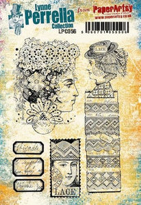 PaperArtsy Rubber Stamp Set Lace Profiles designed by Lynne Perrella (LPC056)