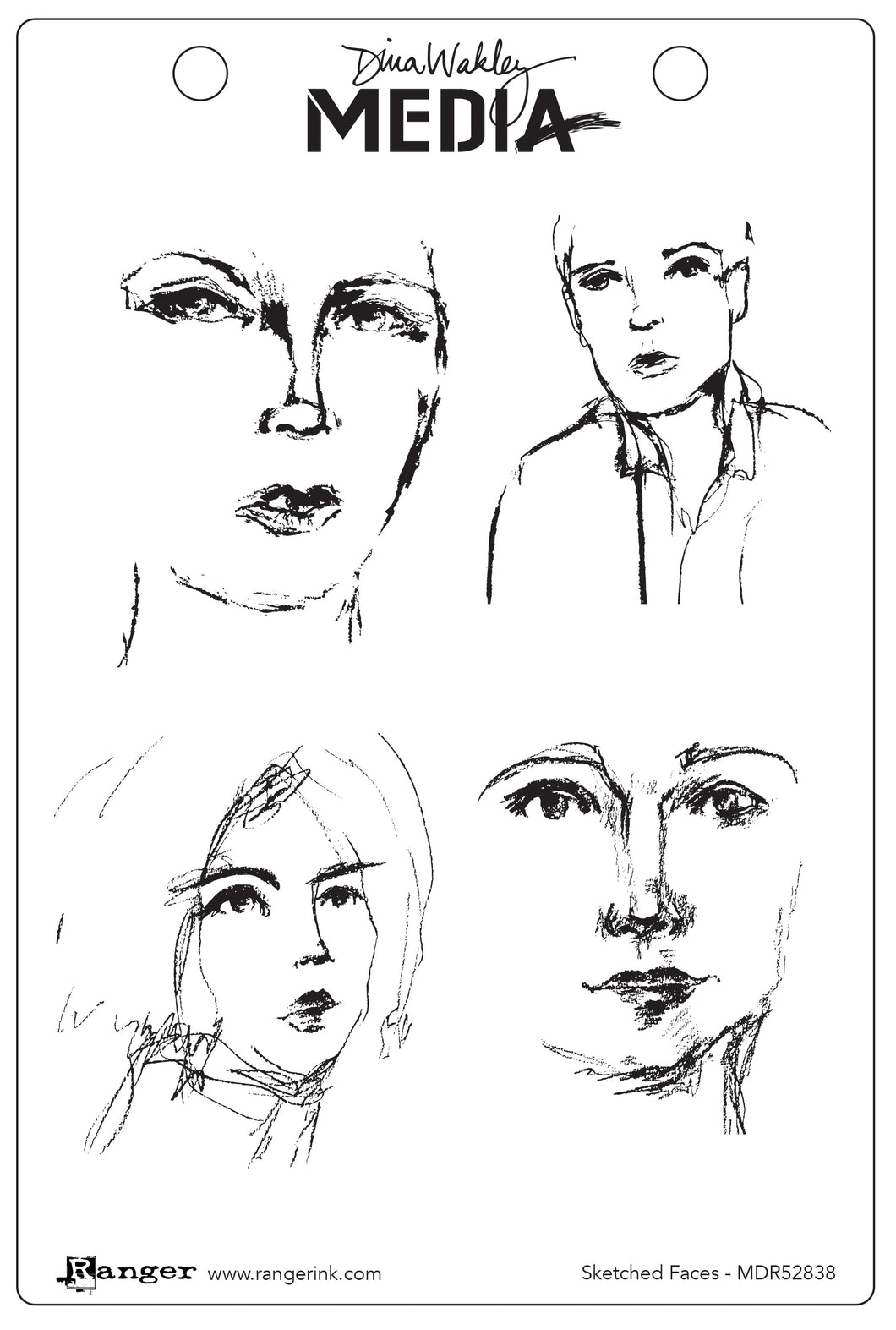 Dina Wakley Media Stamp Sketched Faces (MDR52838)