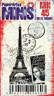 PaperArtsy Minis Red Rubber Stamp on EZ Mount Eiffel Tower (MN45)