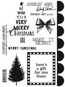 Wendy Vecchi Studio 490 Cling Stamp Set Holiday Art (SCS127)