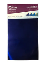 Load image into Gallery viewer, Rinea Shades of Blue Foiled Paper Glossy Variety Pack (CP12GV-BLU)
