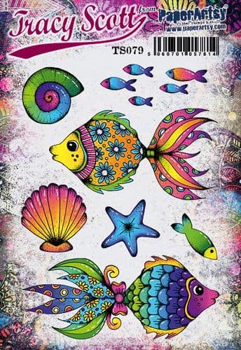 PaperArtsy Stamp Set Fishes by Tracy Scott (TS079)
