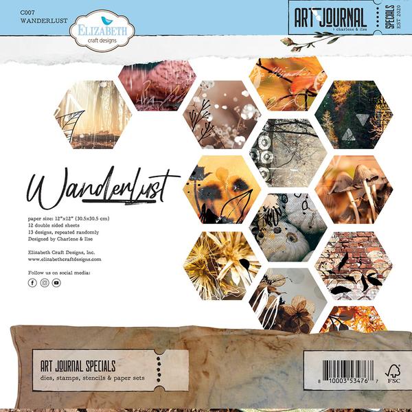 Elizabeth Craft Designs Art Journal Specials 12x12 Paper Pack Wanderlust (C007)