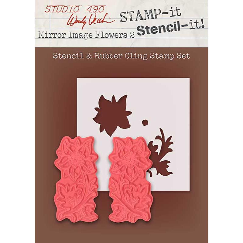 Wendy Vecchi Studio 490 Stamp It! Stencil It! Mirror Image Flowers 2 (WVSTST027)