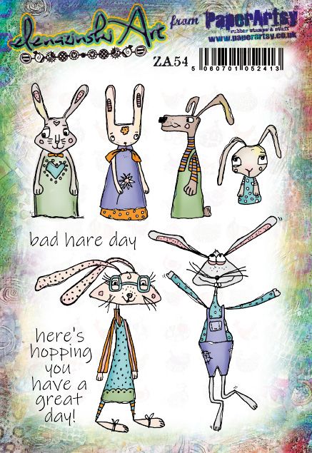 PaperArtsy Stamp Set Bad Hare Day designed by Elena Zinski Art (ZA54)